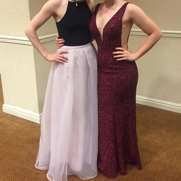 Jovani Red/ Wine Sparkly Prom Dress 45811 - Picture 5 of 8